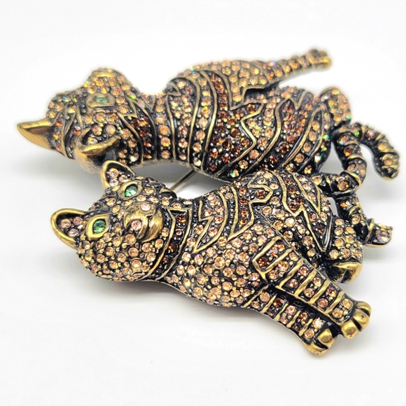 Heidi Daus Champagne Diamond Swarovski Crystal Kitten with Mama Cat RARE VINTAGE - Picture 9 of 12